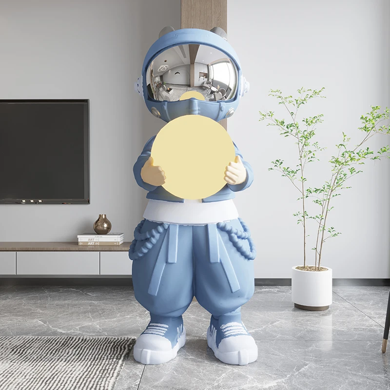 

Современное искусство для помещений Элитные аксессуары для домашнего декора статуя астронавта с лампой скульптура из смолы ремесло скандинавский Декор для гостиной