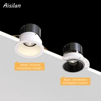 aisilan recessed downlight with framedtrimless 712w spotlight anti glare flicker free ra97 indoor lamp for living room bedroom