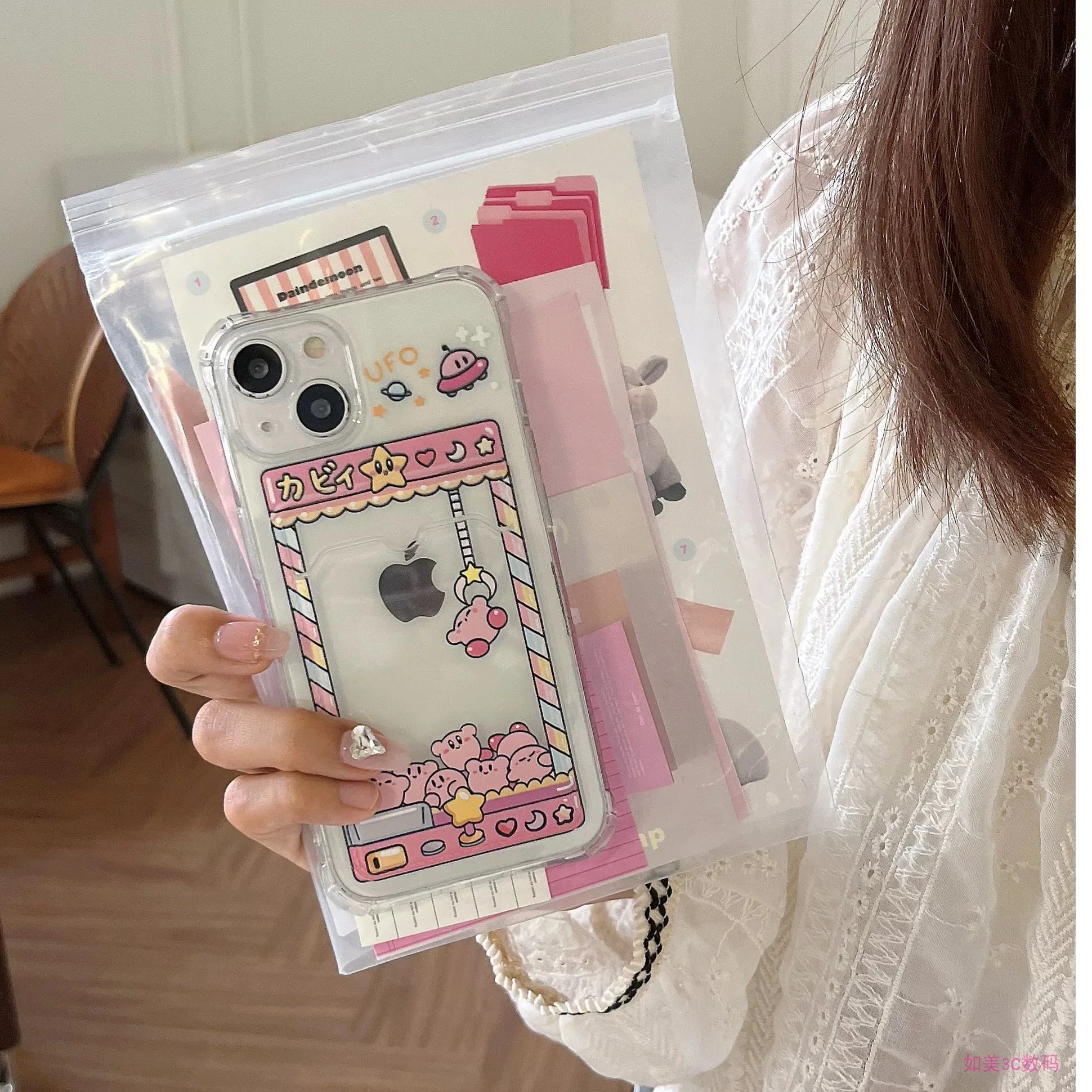 Cartoon Cute K-Kirbies Card Hold Case For Samsung A73 A72 A71 A55 A54 A53 A52 A35 A34 A33 A25 A24 A23 A15 A14 A05 A04 5G Cover