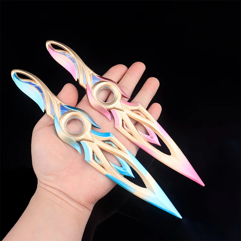 Фото 21 см Valorant Mystbloom Kunai вращающийся Чемпион Kunai металлическая модель игры меч для ближнего боя фигурка нож игрушка подарки для мальчиков №2