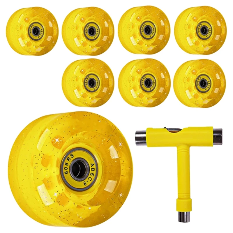 

8 Pack 32X58mm,82A Quad Roller Skate Wheels with Bearing Installed for Double Row Skating