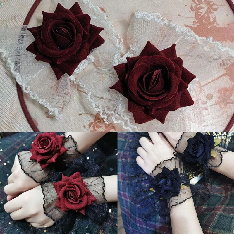 

Multi-functional Rose Wristband Gothic Headdress Style Bracelet Y1QD