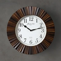 creative living room wall clock retro wood color round simple watch roman wall decoration antique design home american clock