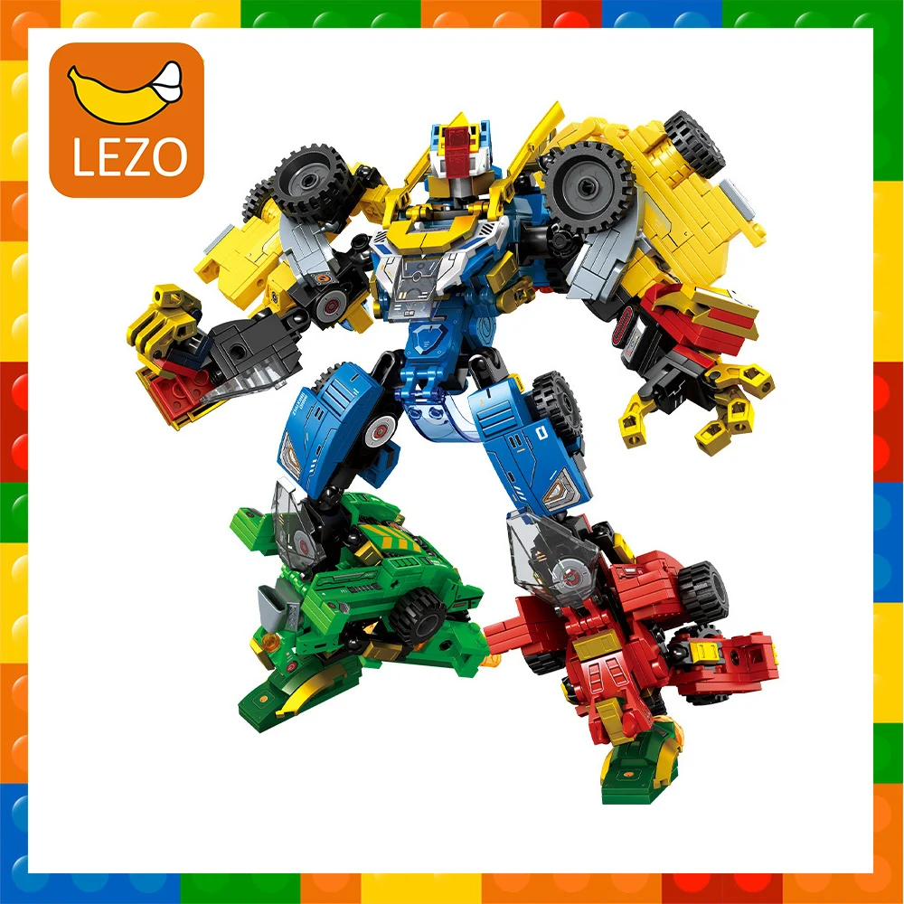 

4in1 Robot Building Block City Vehicle Engineering Excavator Truck Train Car Bricks Construction Set Technicals Montessori Toy