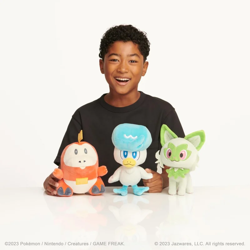 Фото Pokemon Peluches Sprigatito аниме мягкие игрушки киноигры Fnaf мягкие игрушки и хобби плюшевый кот для детей подарок на день рождения №3