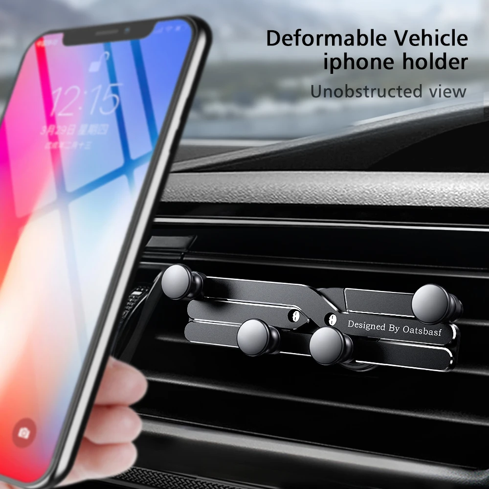 OATSBASF Gravity Car Phone Holder Support GPS Air Vent Clip Mount For iPhone 13 12 Pro Max Xiaomi Redmi Samsung Cell Phone Stand
