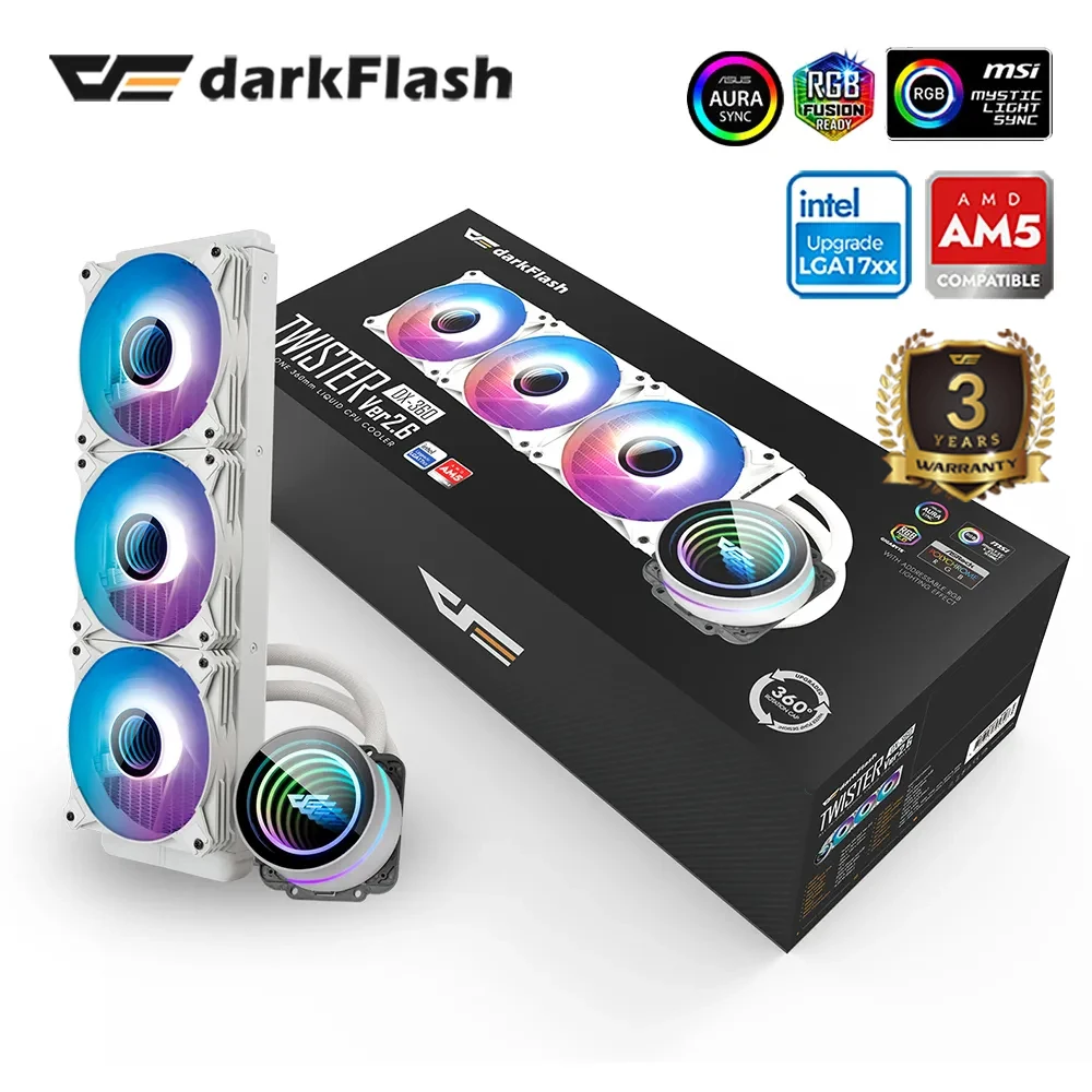 Кулер для процессора Darkflash, 360 мм, 4 контакта, 5 В, для Intel и Amd