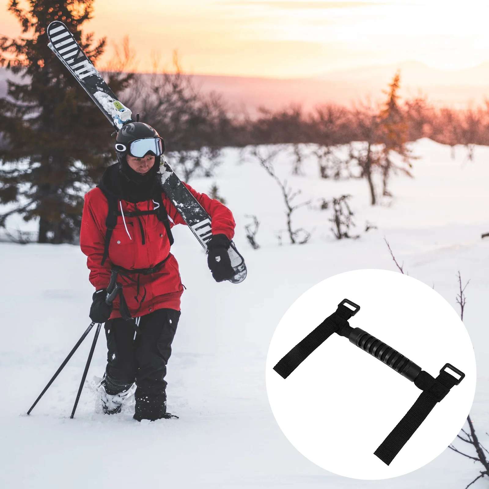 

Ski Pole Carrier Bike Accessories Adjustable Ski Strap Kids Electric Scooters Bicycle Handle Universal Ski Holder Strap