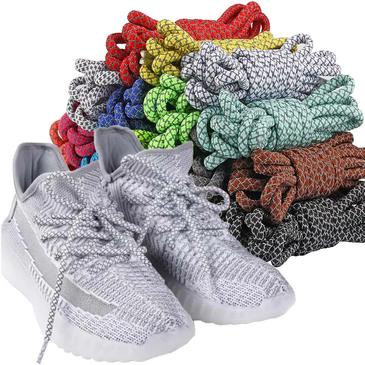 1 пара 4 мм круглые Светоотражающие флуоресцентные цветные Полиэстеровые шнурки для баскетбольной обуви теннисная обувь Yeezy кроссовки