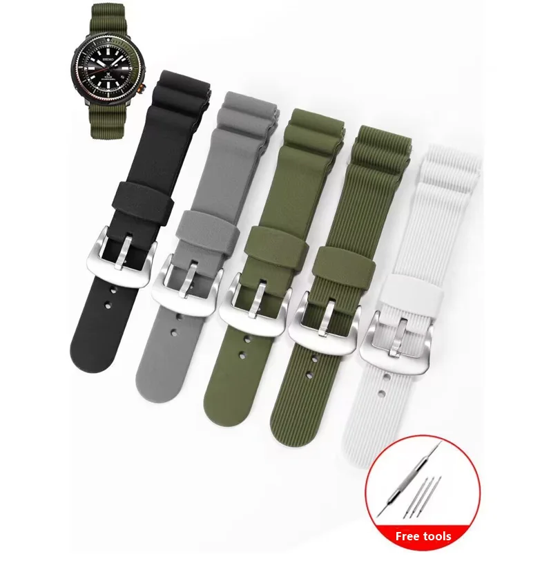 

Silicone Strap for Seiko No. 5 PROSPEX Water Ghost Canned Red Tooth Diving 007 Abalone22mm Replacement Bracelet Accessories