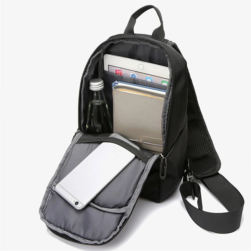 2023 Nylon Men's Waterproof USB Multifunction Crossbody Bag Shoulder Bags Travel Pack Messenger Chest Bag Short Trip for Male