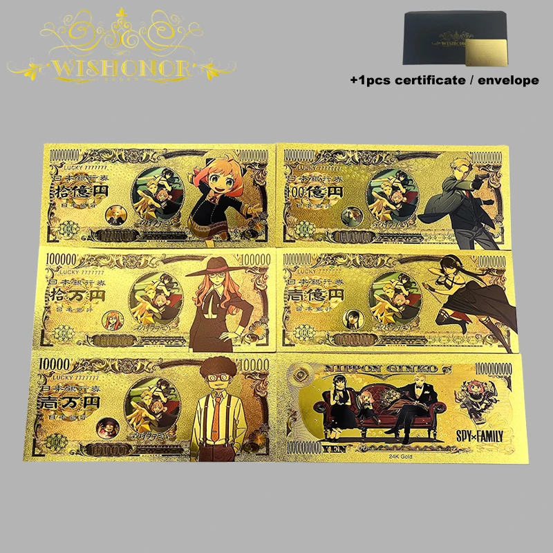 

New Japan Anime Cards SPY FAMILY Cartoon Banknote in 24K Gold Plated For Collection