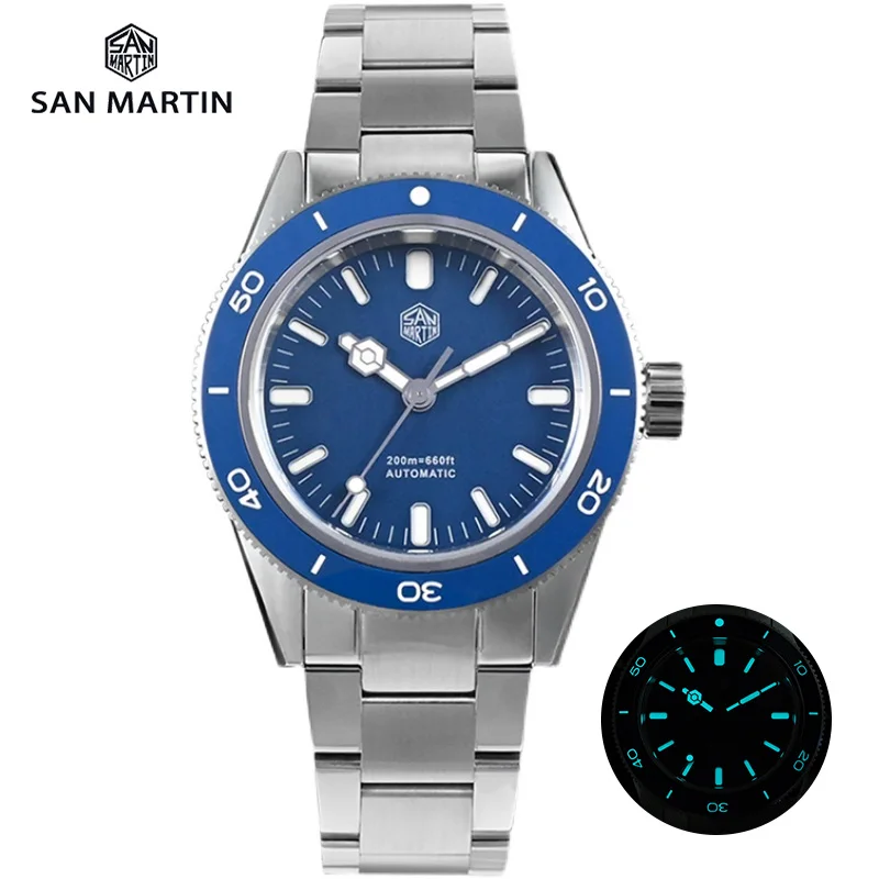 

San Martin Watch Men 39.5mm Sandwich Dial Sapphire YN55 Automatic Mechanical Wristwatch 200M BGW9 Full Luminous Luxury Top Brand