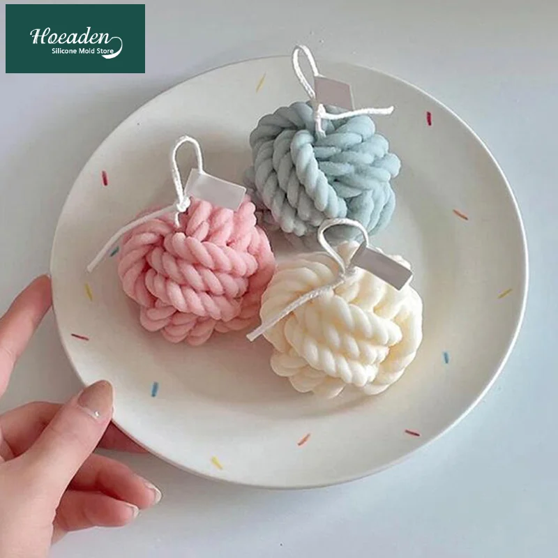 

Silicone Knitting Wool Candle Molds 3D DIY Woolen Ball Soap Silicone Moulds Korean Candle Mold Handmade Aroma Wax Soap Molds
