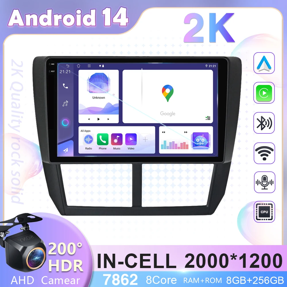 Автомагнитола для Subaru Forester 3 SH 2007-2013 2 Din Android 14