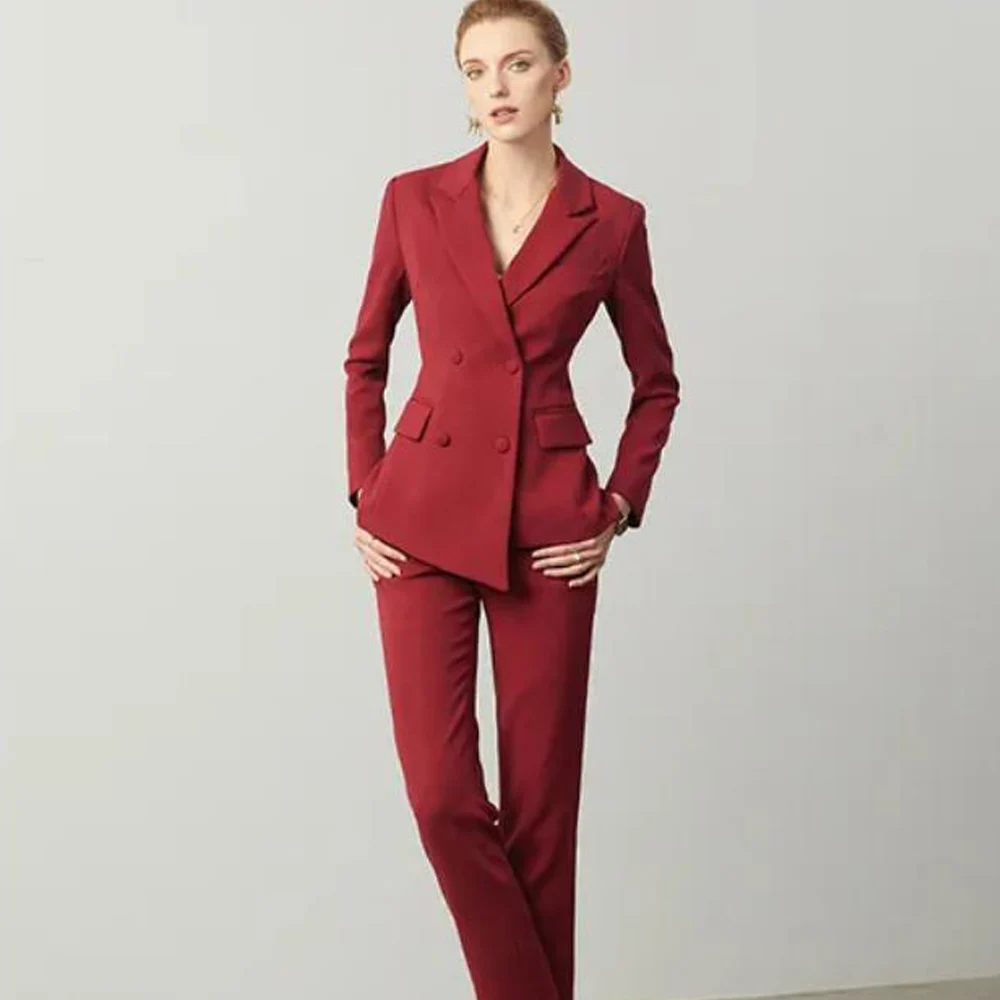 Double Breasted Elegant Women's Sets Lapel Slim Fit Goddess Suit 2-piece Set (suit + Pants) Chic Woman Luxury Blazer Suits