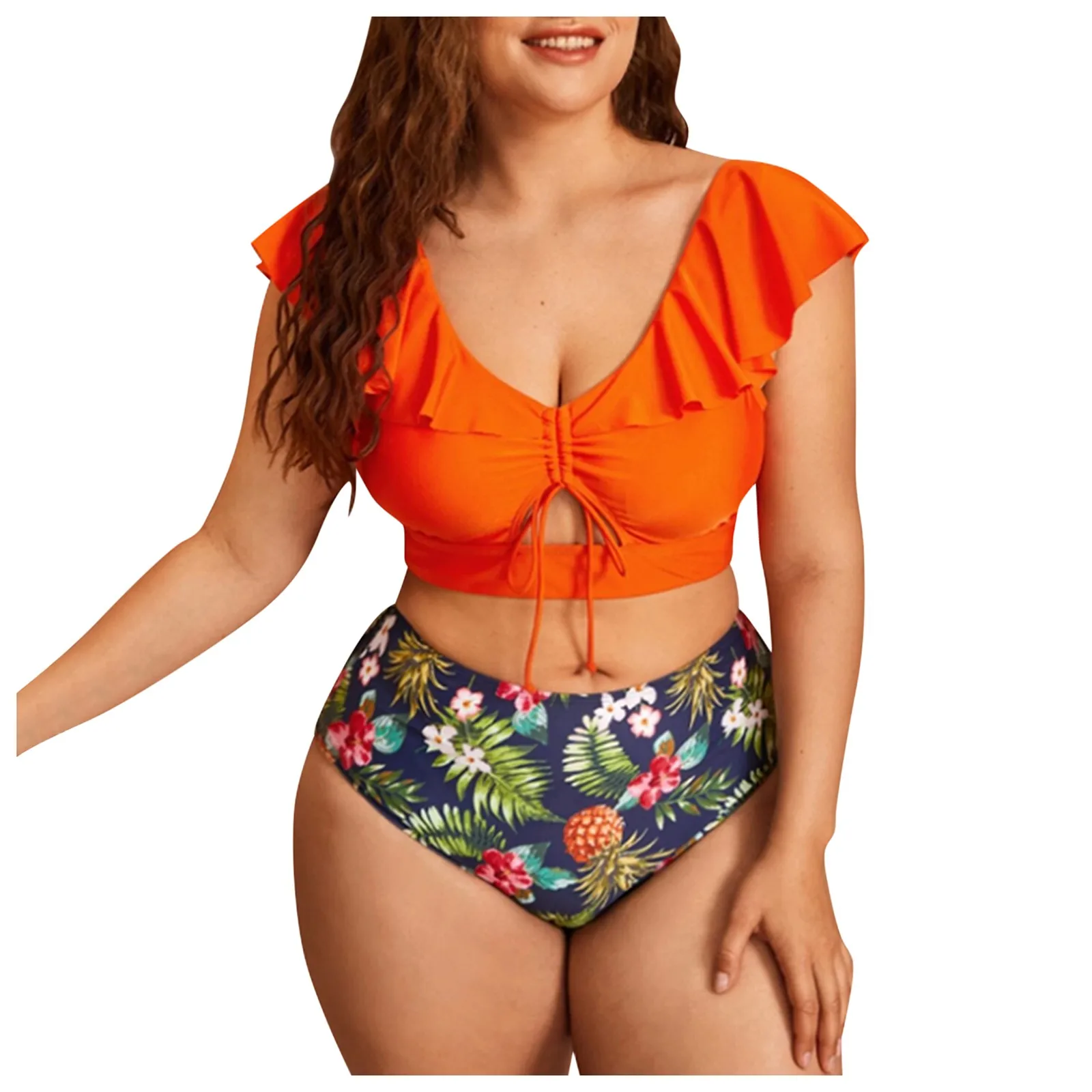 

Sexy Ruffle Women's Swimsuit Large Bikini Fashion Split Swimwears Tankinis Set Swimwears bikini top