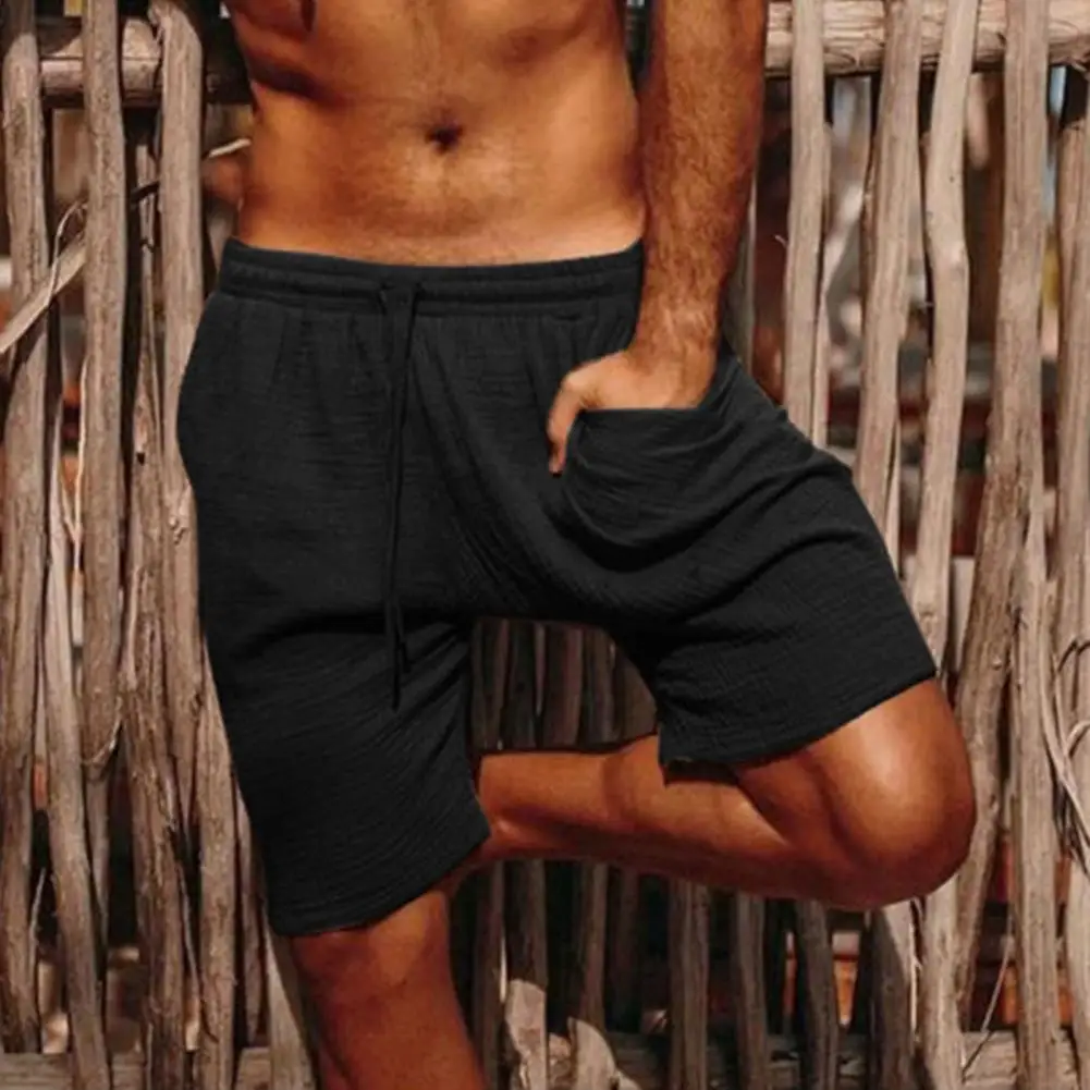 

Short Design Men Shorts Men's Knee-length Beach Shorts with Elastic Waistband Drawstring Pockets Casual Sport for Summer Summer