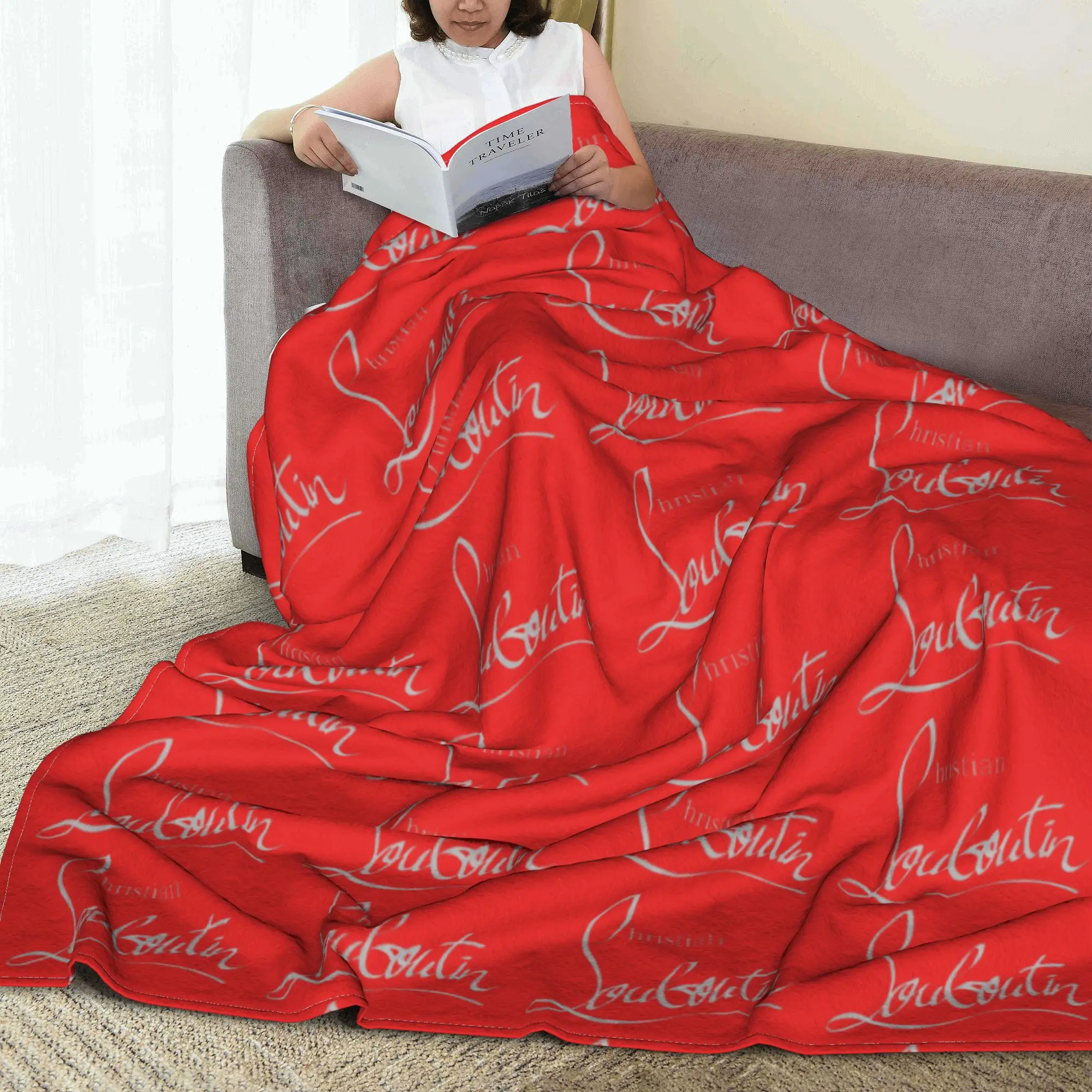 Одеяло с логотипом Кристиан на высоком каблуке Louboutins фланелевое винтажное