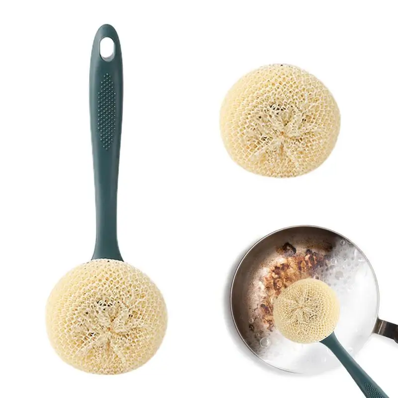 

Dish Brush With Handle Detachable Fiber Scrubber Pot Pan Dish Ball Brush Fiber Scrubber Ball Brush For All Kitchens And