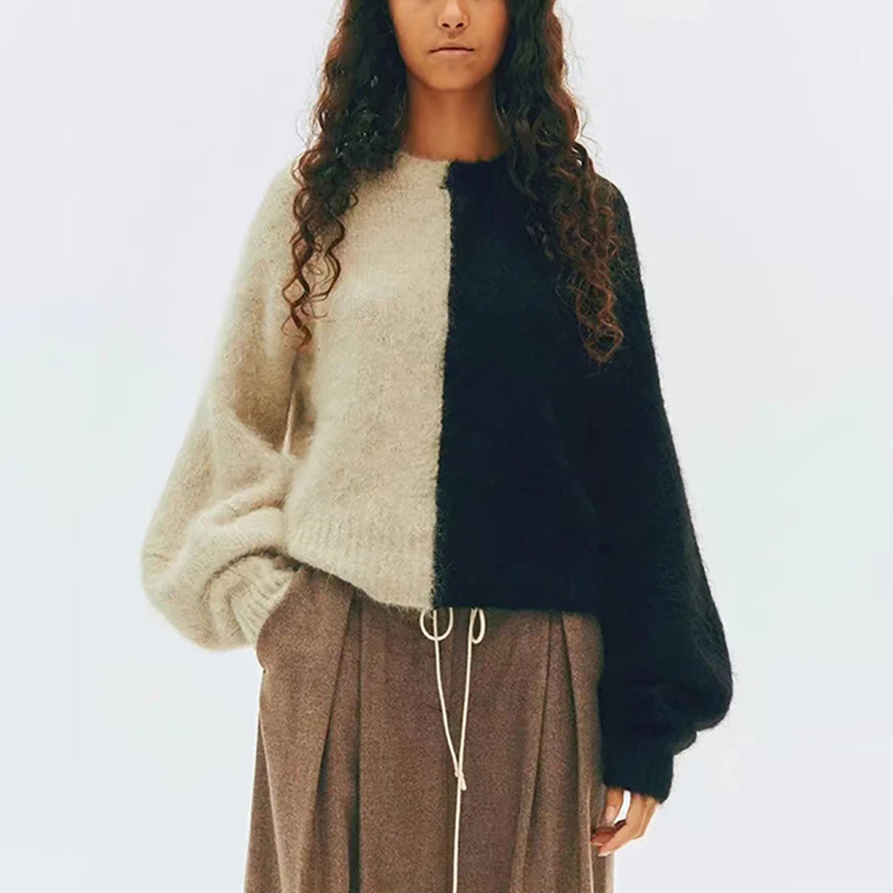 Женский пуловер из смесовой шерсти Y2k винтажный вязаный топ мохера с