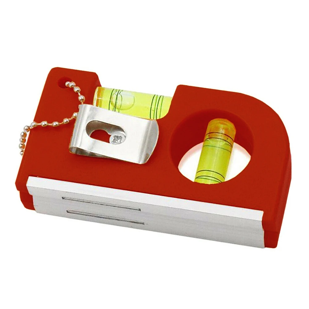 

2In1 Key Chain Leveler Red Magnetic Mini Pocket Level With Metal Chain Hook 85*46*20mm For Determining Horizontal Vertical Plane