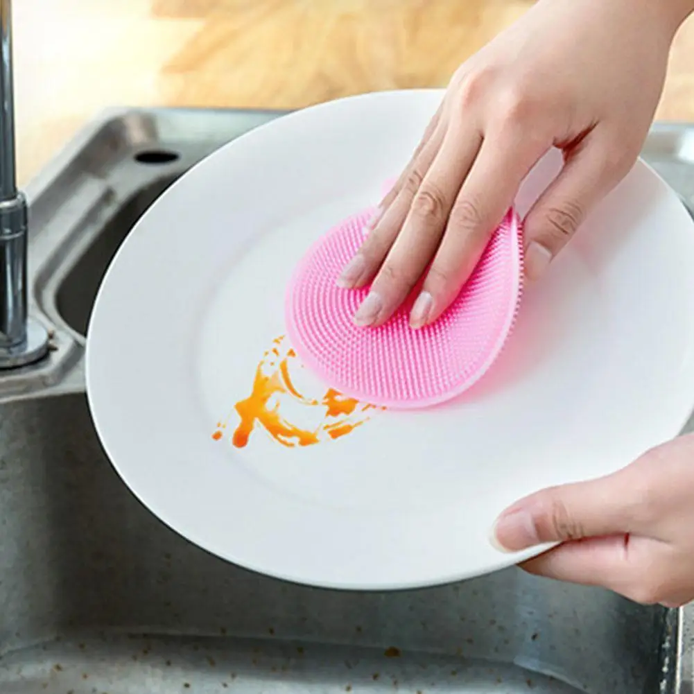

Многофункциональная цветная силиконовая щетка для мытья посуды кухонное блюдо цветная очистка случайная двусторонняя ткань щетка для обе...