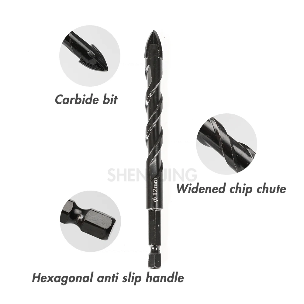 Набор сверл для стекла комплект из 1/2/3/4 насадок с шестигранным хвостовиком работ