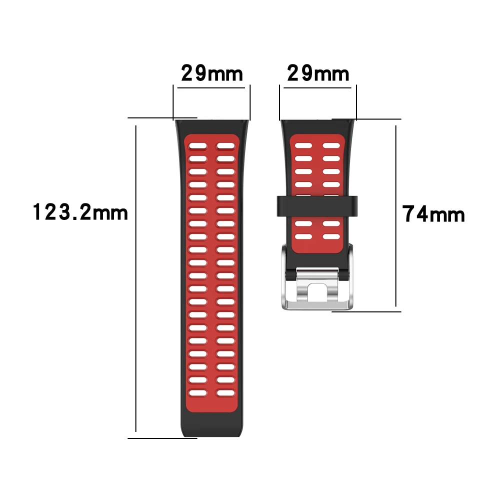 

Dual Color Replacement Wristband Stainless Steel Clasp Smartwatch Silicone Strap Watchband For Bonone Polar V800