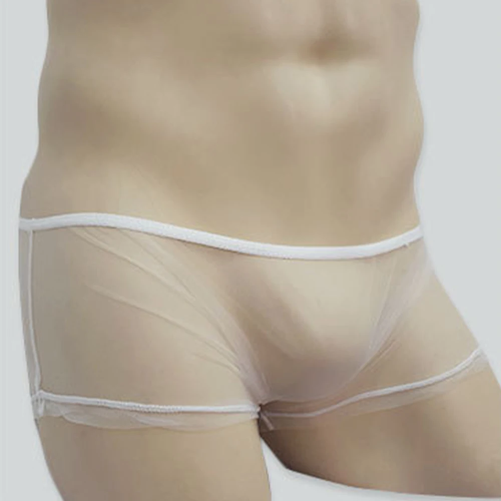 

Male Boxer Briefs Underwear Breathable Sexy Fashion Low Rise Sissy Mesh See Through Lingerie Transparent Tanga
