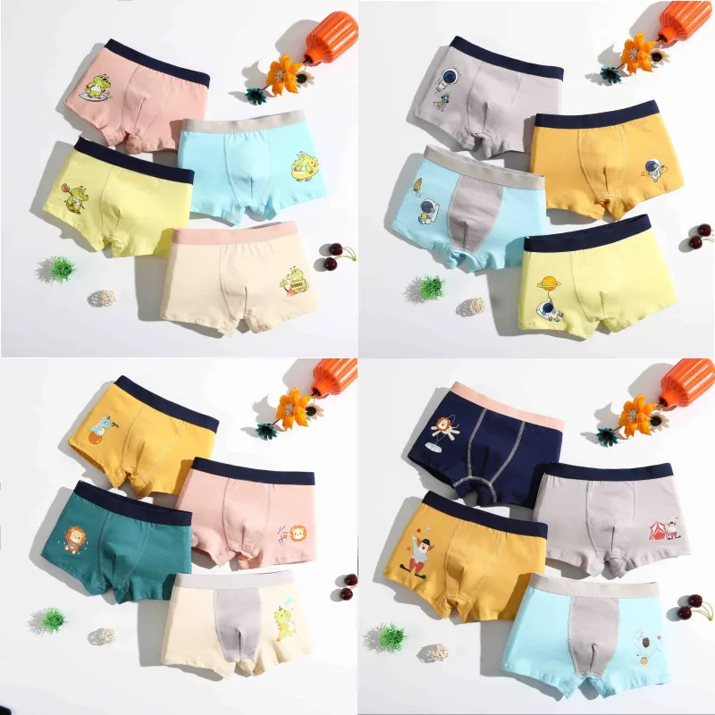 4PCS/lot Cotton Boy Boxer Great Elasticity Children's Underwear Shorts Comfortable Panties for 2-12Y