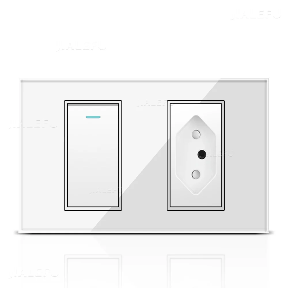 Панель из закаленного стекла 10 А 20 118 мм стандарт бразильский черная розетка