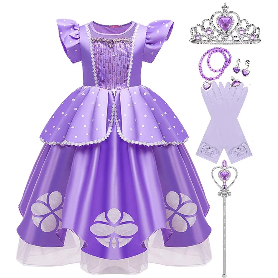 

3 4 5 6 7 8 9 10 Years Girl Sofia Princess Dress Children Christmas Evening Dress Fancy Baby Girl Sofia Cosplay Birthday Costume