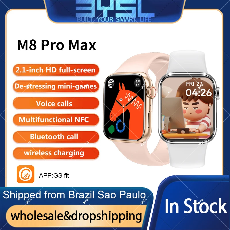 

Умные часы BYSL M8 Pro Max, женские умные часы с Bluetooth, часы с монитором сердечного ритма, Спортивная Беспроводная зарядка, 2023 дюйма, PK W28 PRO S8, 1:1