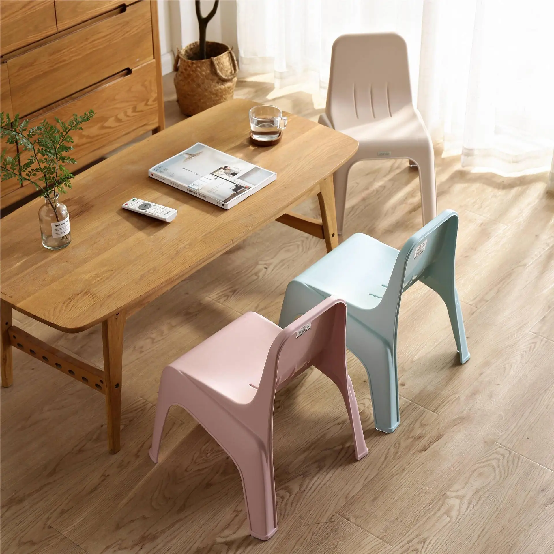 

Thickened bench, children's chair, kindergarten backrest, baby dining chair, plastic small chair, household small stool, non sli