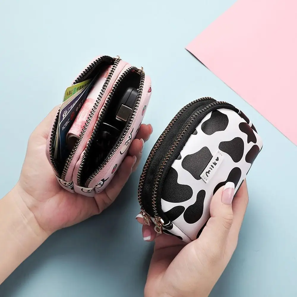 

Layer Strawberry Bus Card Case PU Leather Korean Card Holder Cow Coin Purse Cartoon Money Bag Women Purse Wallets