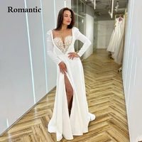 romantic white chiffon evening dress sweetheart with appliques elegant prom gowns full sleeves vestido de festa women party gown