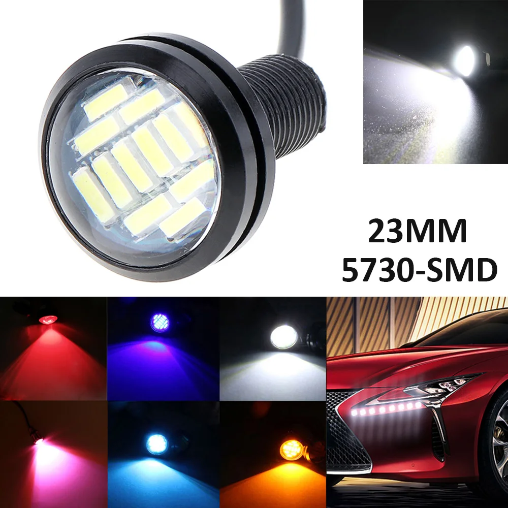 1pcs 23mm LED Eagle Eye Light High Power 12LED 4014 SMD Car Fog DRL Bulb Reverse Backup Parking Turn Signal Tail Light Lamp