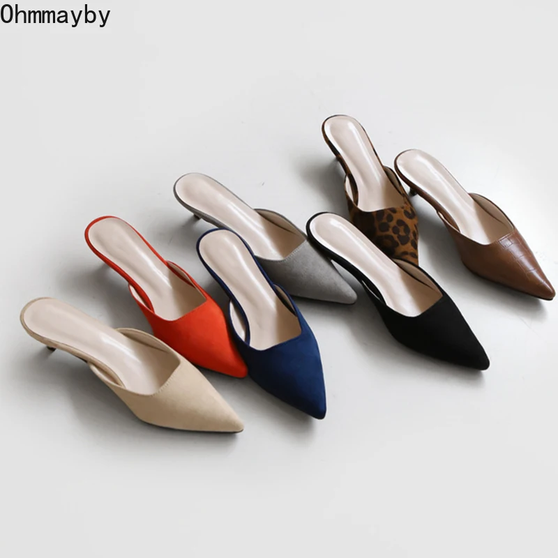 

2022 New Spring Women Mule Woman Pointed Toe Slippers Fashion Slides Ladies Outdoor Low Heel Shoes Female Sandals