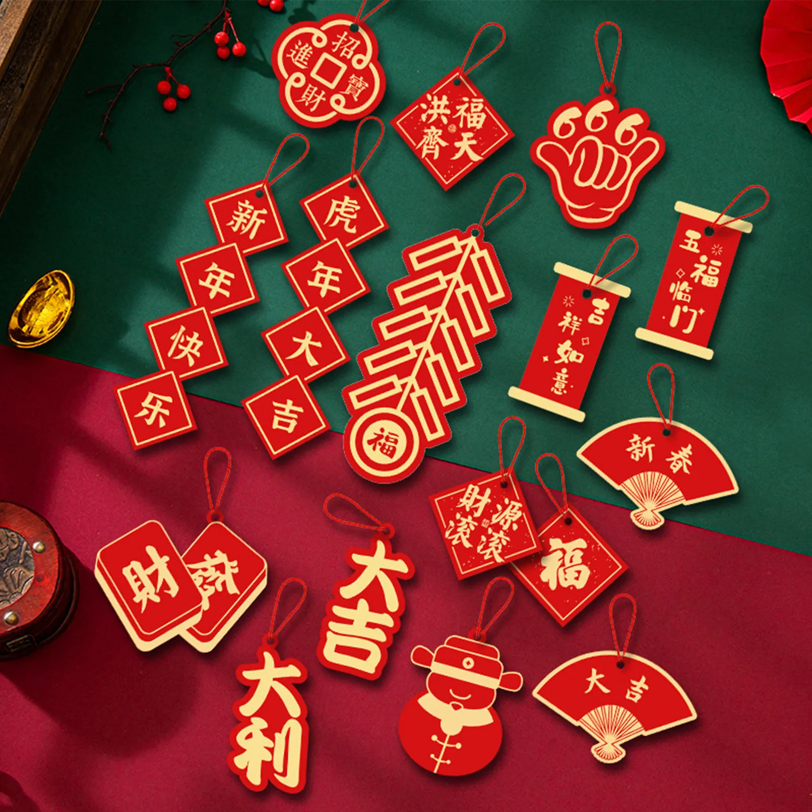 

2022 китайское Новогоднее украшение, подвеска в виде тигра для праздника Весны, реквизит для оформления гостиной, благословение, иероглифа, к...