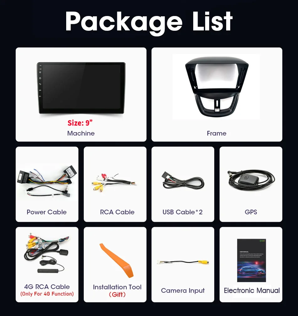 Для Peugeot 207 2006-2015 Android 14 автомобильный радиоприемник 4G GPS мультимедийный плеер