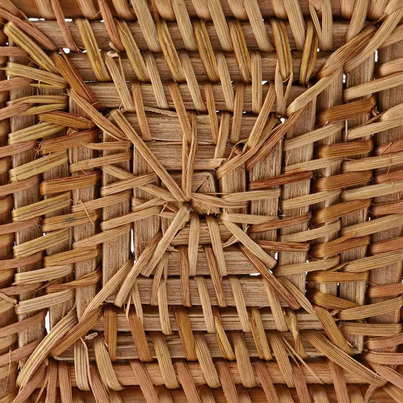 

3X Hand-Woven Wicker Straw Storage Basket Portable Four Compartment Classification Storage Fruit Basket Home Storage C