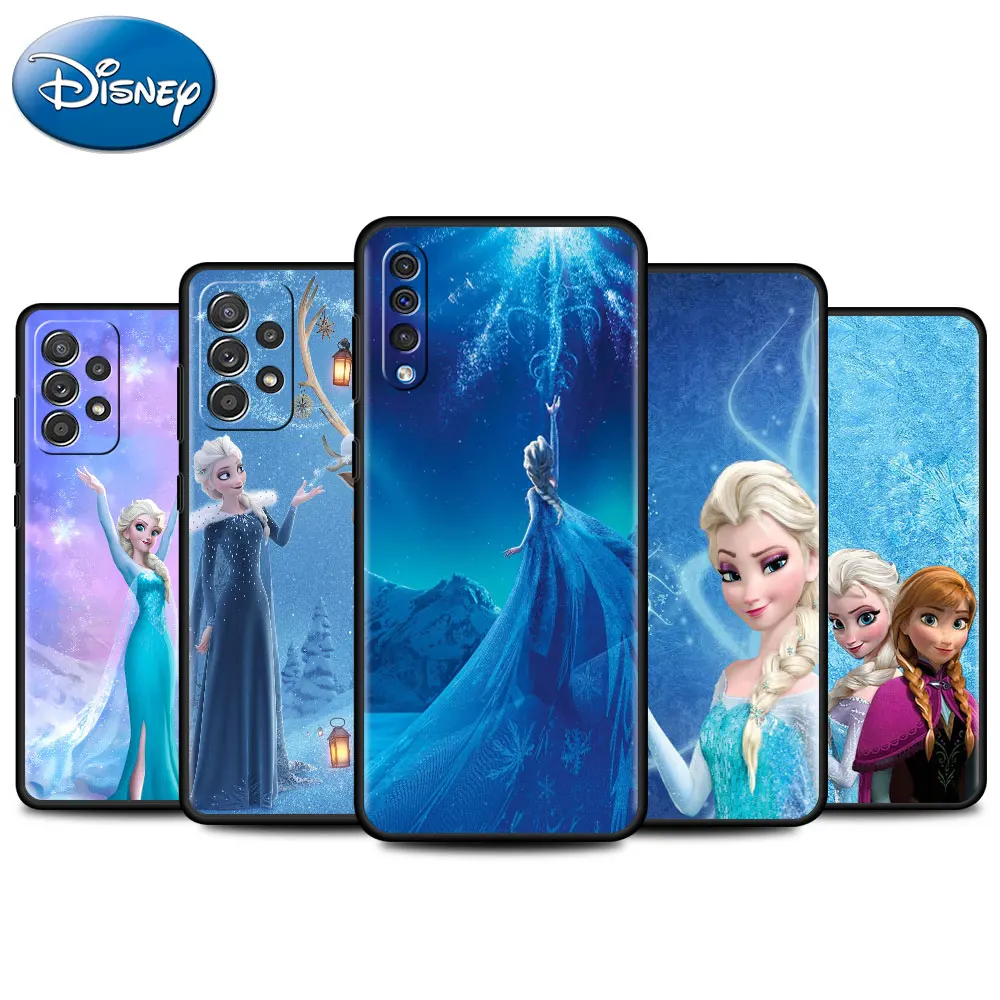 

Frozen Elsa Princess Aisha Case For Samsung Galaxy A50 A73 A53 A33 A13 5G A03 A70 A20 Note 20 Ultra Black Phone Cover Soft Capa