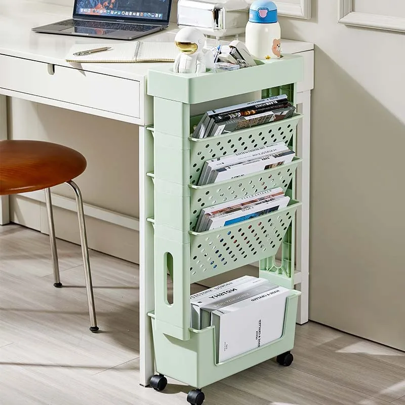 

2023 Year Aoliviya Official New Simple Movable Bookshelf with Pulley Study Book Storage Organizer Classroom Multi-Layer Desktop