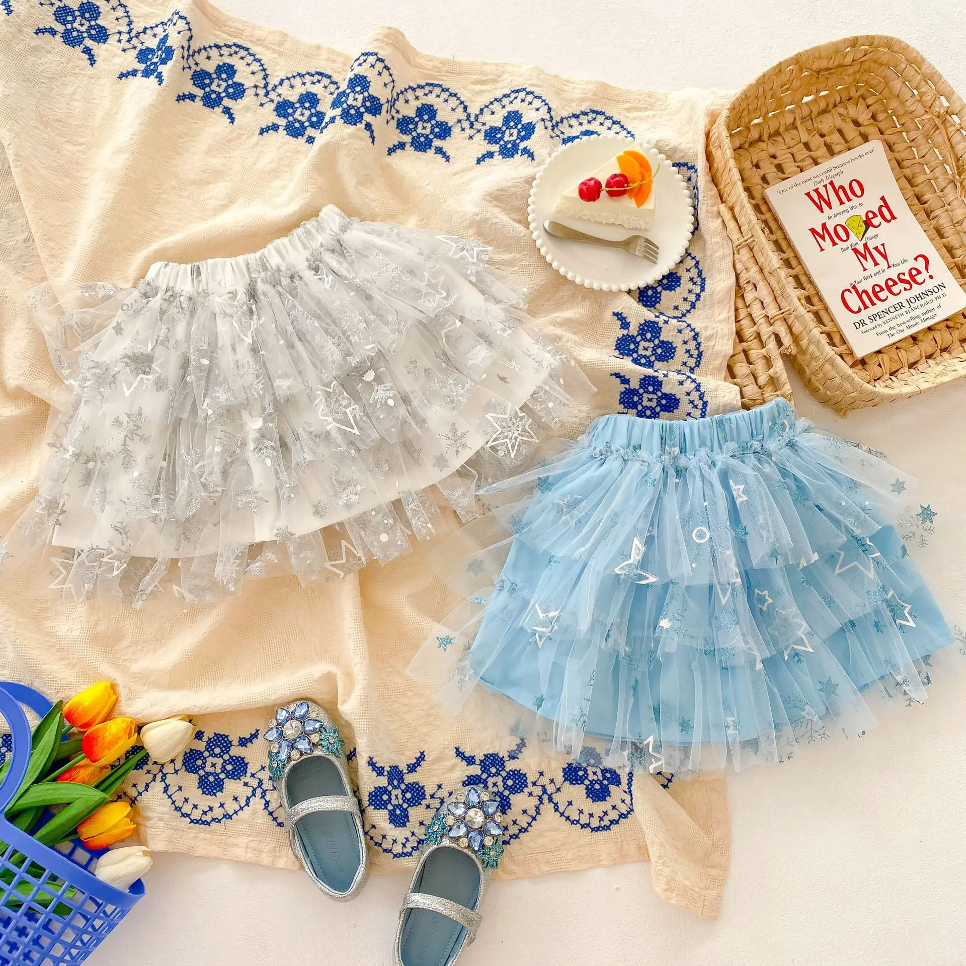 

2023 Summer Girls Snowflake Tutu Skirt Princess Sequined Skirts Tulle Clothes for Toddler Girl Party Star Ball Gown Pettiskirts