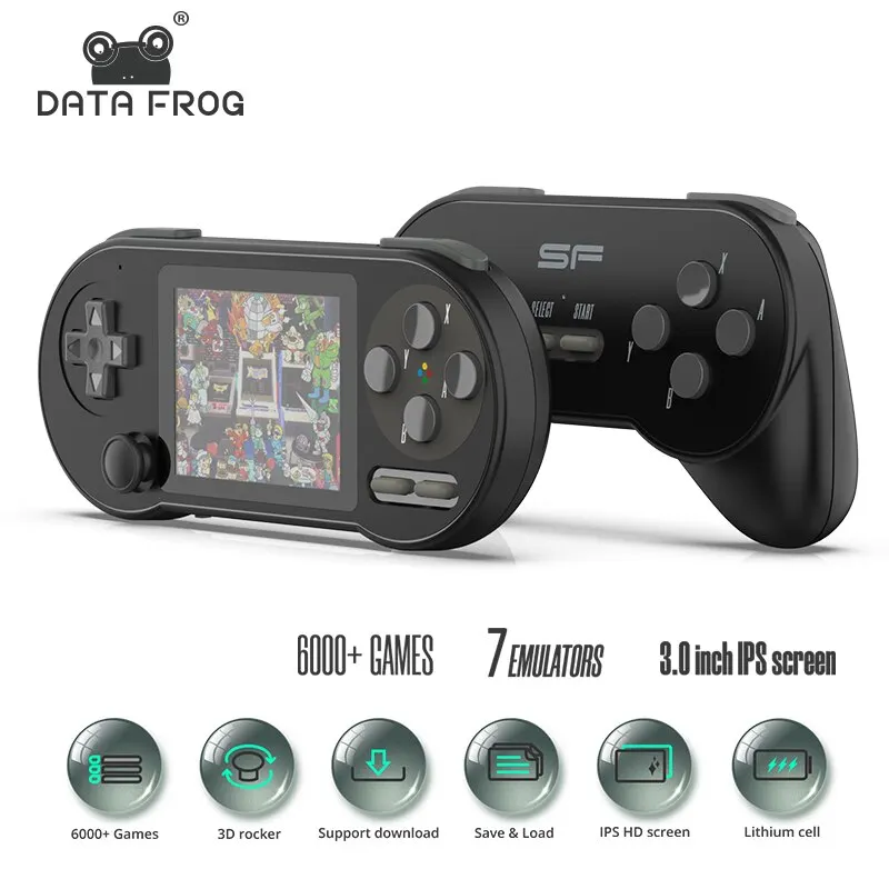 Портативная игровая консоль DATA FROG SF2000 с 3-дюймовым экраном, портативный игровой плеер, встроенные 6000 игр для поддержки AV-выхода