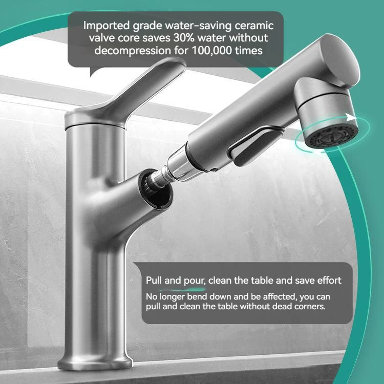 

Выдвижной Смеситель QIUCI для ванной комнаты, новый серый/Хромированный кухонный смеситель с одним отверстием, смеситель для горячей и холодной воды, смеситель для раковины, смеситель для ванной комнаты