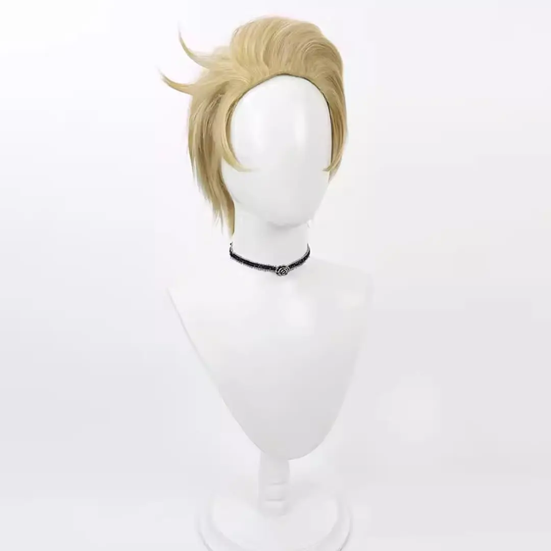 Фото Люцифер Морнингстар WIG Аниме Косплей Парик для вечеринки Золотой короткий парик №3