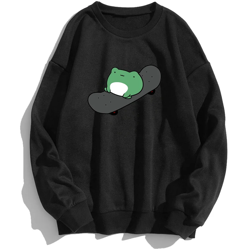 

Толстовка с рисунком лягушки для скейтбординга толстовка с капюшоном с рисунком Аниме Толстовка корейский стиль Трапеция с круглым вырезо...