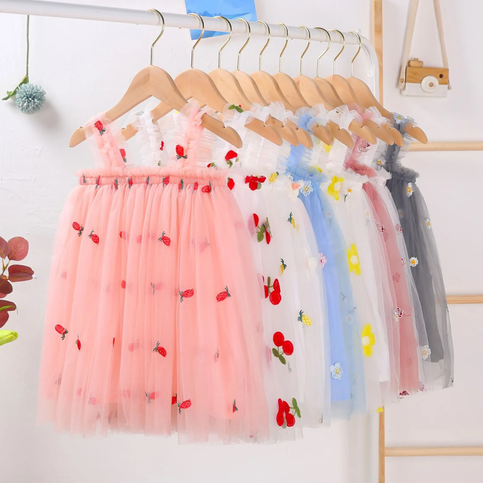 

1-6Y Toddler Baby Kids Girls Party Dress 2023 Summer Sleeveless Daisy Floral Tutu Dress Layered Tulle Princess Birthday Dresses